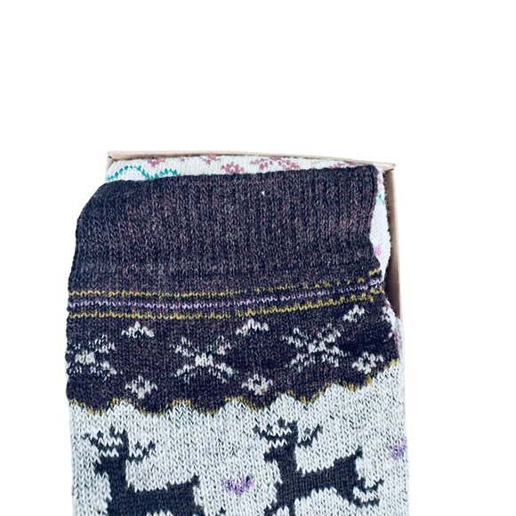 5 Pairs of Boxed Knitted Reindeer Winter Socks Wool Blend Christmas socks New - Picture 3 of 8